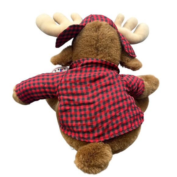 VTG Vaughn Plush Pals Moose Stuffed Animal 18" Brown Cabincore Lumberjack Plaid - Picture 8 of 16